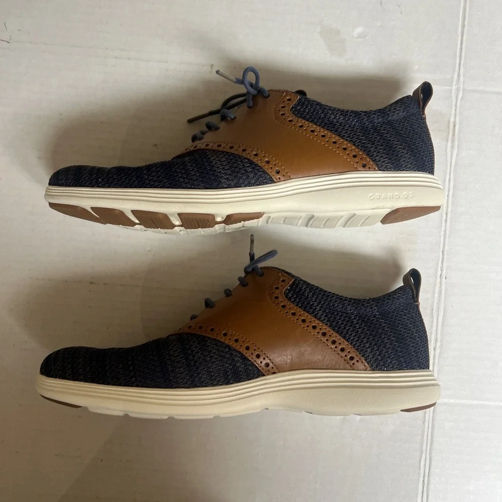 Cole Haan Grand OS Mens 8.5 C31348‎ Navy Blue And Brown Casual Tennis Shoe